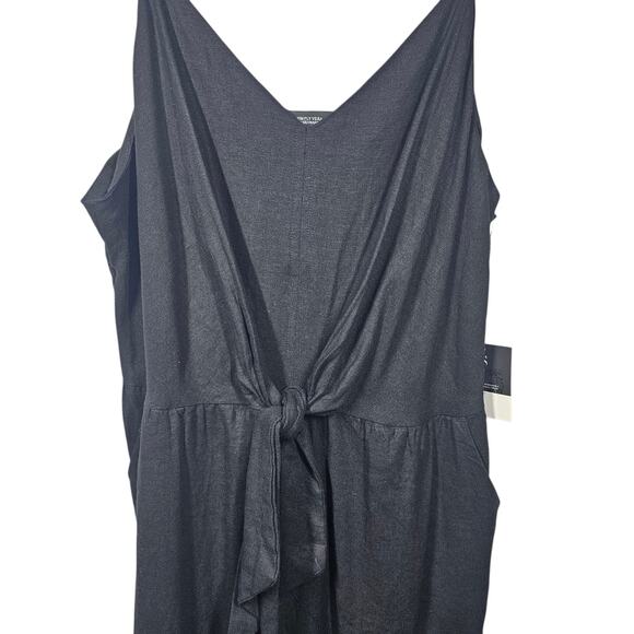 Simply Vera Vera Wang Tie Front Black Linen Blend Jumpsuit NWT Size XL Petite - Picture 4 of 11
